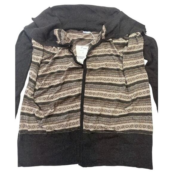 NWT Marella Sport Striped Cardigan Knitted Sweater Open Front Brown Womens Sz L - Picture 1 of 14